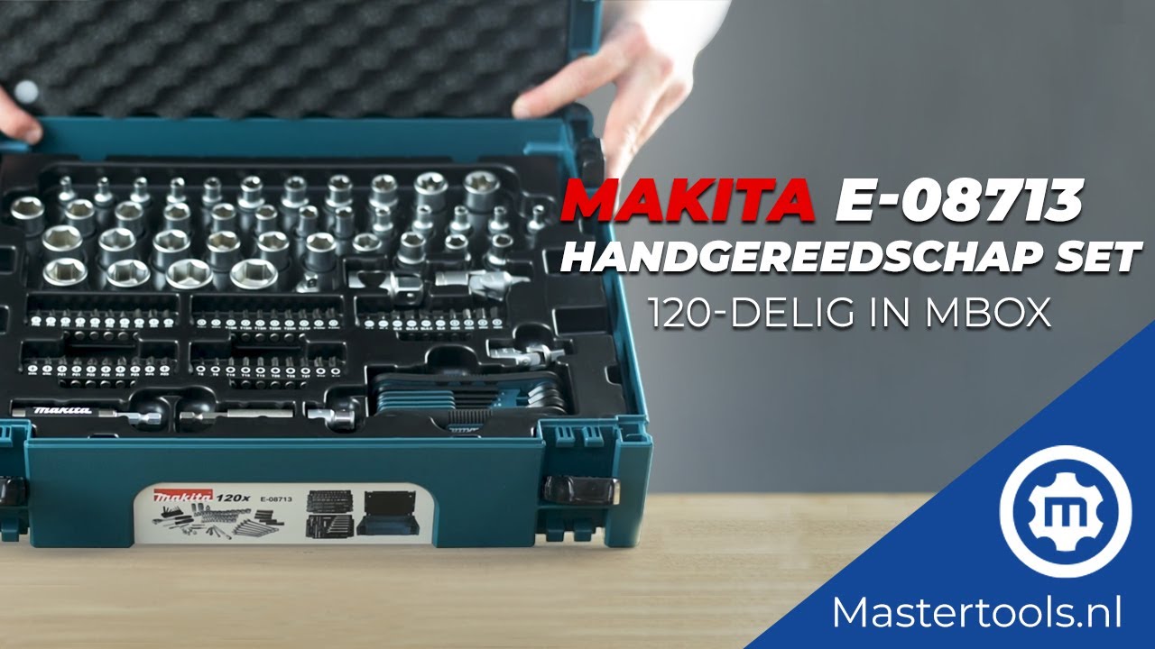 Гедоре комплект вложки, накрайници, тресчотки, Makita E-08713, 120 части, 1/4", 3/8", в куфар Makpac