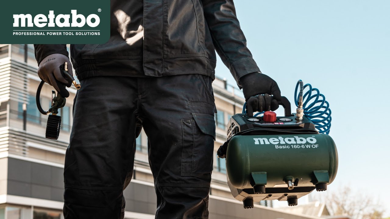 Монофазен безмаслен бутален компресор за въздух METABO BASIC 160-6 W OF, 0.9 kW, 6 л, 8 бара, 160 л/мин