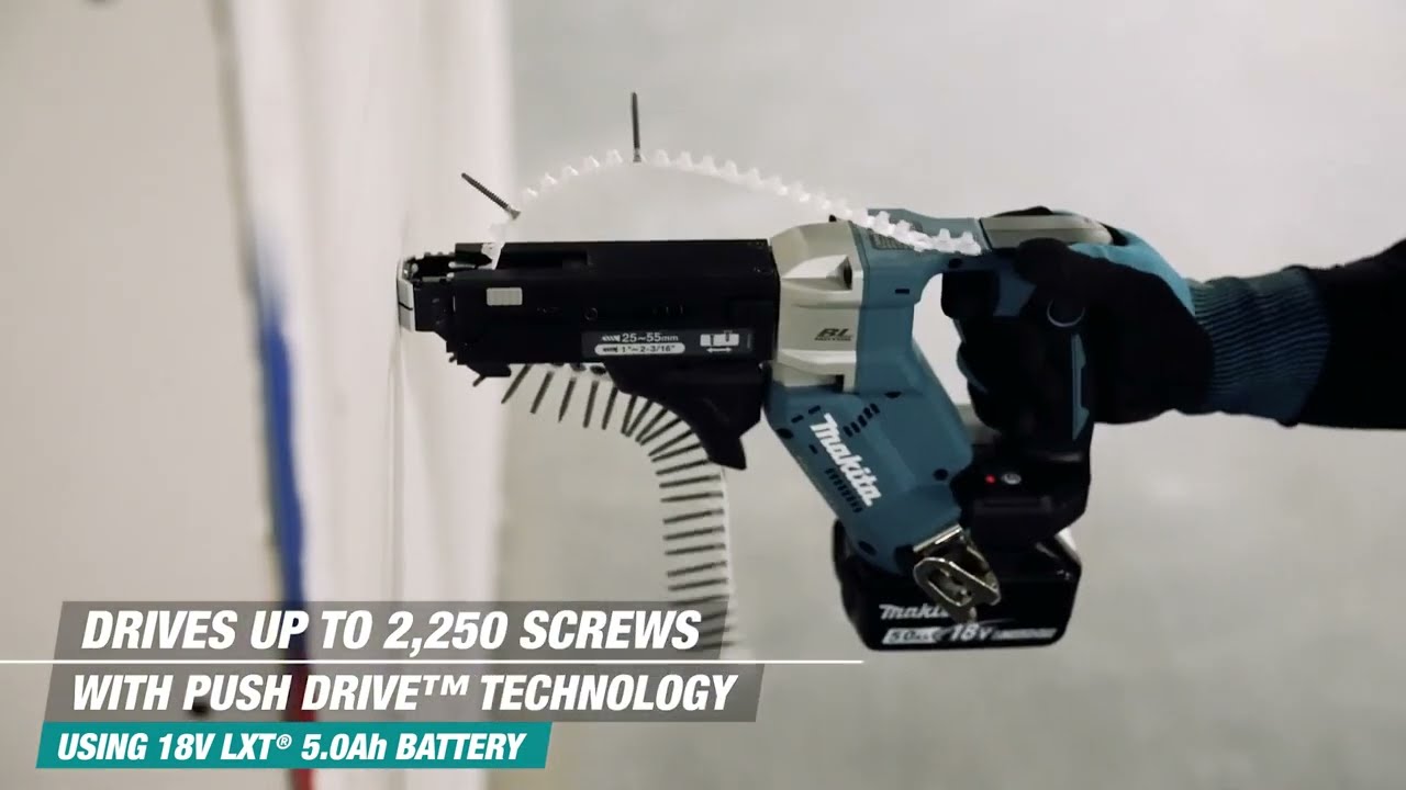 Акумулаторен автоматичен винтоверт за гипскартон Makita DFR551Z, 18V, LXT, 1/4", 25-55мм винтове, безчетков мотор