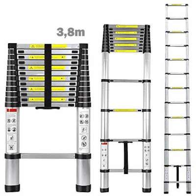 Алуминиева телескопична стълба с височина 3.8 метра и 13 стъпала
