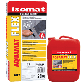 Флексова, циментова хидроизолация AQUAMAT-FLEX, ISOMAT, Сив, 18kg