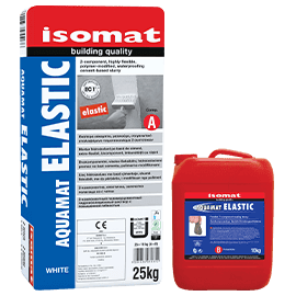 Еластична, циментова хидроизолация AQUAMAT-ELASTIC ISOMAT, Бяло, 35kg (A+B)