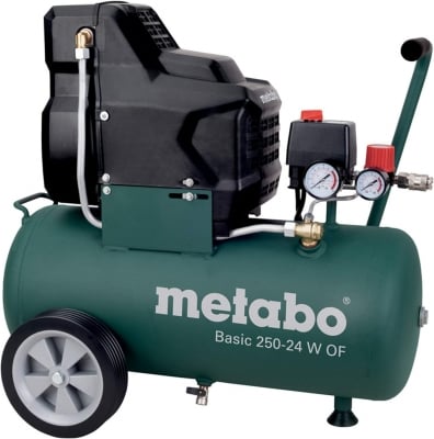 Монофазен маслен компресор за въздух Metabo BASIC 250-24W, 1500 W, 200 л./мин., 8 бара, 24 л