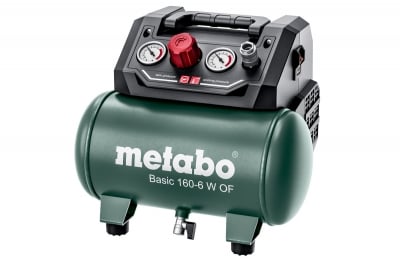 Монофазен безмаслен бутален компресор за въздух METABO BASIC 160-6 W OF, 0.9 kW, 6 л, 8 бара, 160 л/мин