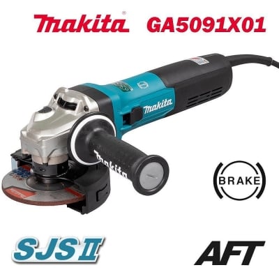 Електрически ъглошлайф Makita GA5091X0, 11900W, 125мм, SJS II, регулиране на оборотите (2800-11500 мин-1)