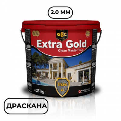 Структурна мазилка GBC Trioks Extra Gold Clean Master Pro, драскана, драскана, едър камък - 2.0 мм