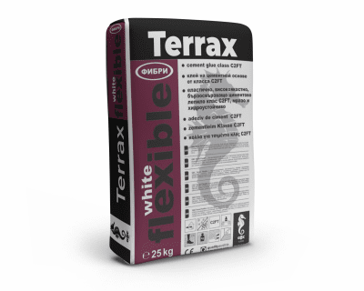 Бързосвързващо флексово лепило Terrax Flexible,  с фибри, C2FT, бял