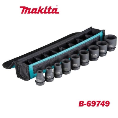 Комплект ударни вложки, 9 части, 10-27мм, 1/2" квадрат, Makita B-69749