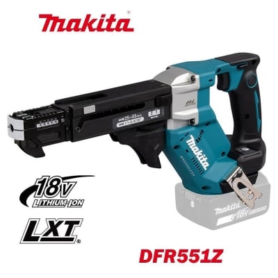 Акумулаторен автоматичен винтоверт за гипскартон Makita DFR551Z, 18V, LXT, 1/4", 25-55мм винтове, безчетков мотор