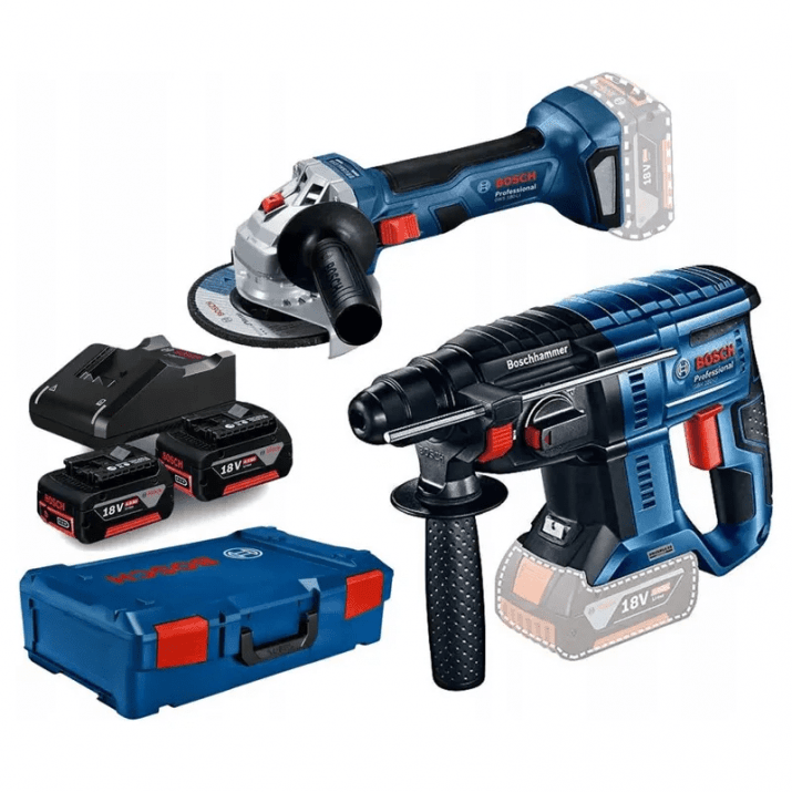 Комплект акумулаторен перфоратор Bosch GBH 180-Li + ъглошлайф Bosch GWS ...
