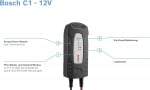 Автоматично зарядно устройство за акумулатори, Bosch C1, 12 V, 5-120 Ah, 1.6 A, 50Hz