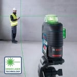 Акумулаторен зелен линеен лазерен нивелир Bosch GLL 3-80 CG, 12V, BM1 държач / 2ah батерия + зарядно