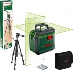 Линеен лазер с кръстосани линии, зелен лъч и отвес Bosch AdvancedLevel 360 SET,  360°