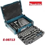 Гедоре комплект вложки, накрайници, тресчотки, Makita E-08713, 120 части, 1/4", 3/8", в куфар Makpac